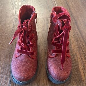 Cat & Jack Glittery Red Kids Boots
